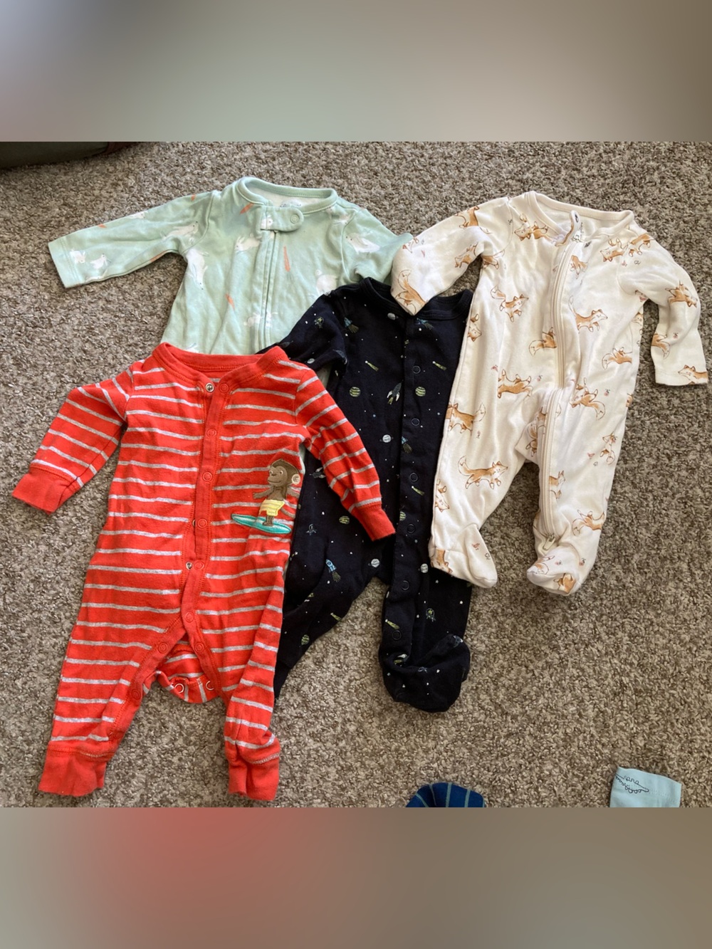 Baby One-Piece Footed Pajama set of four